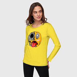 Лонгслив хлопковый женский Гипносмайл emoji, цвет: желтый — фото 2