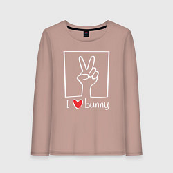 Лонгслив хлопковый женский I love bunny, цвет: пыльно-розовый