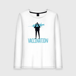 Лонгслив хлопковый женский Вакцинация, цвет: белый