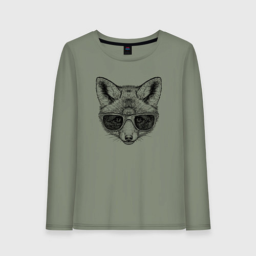 Женский лонгслив Лисенок в солнечных очках / Авокадо – фото 1