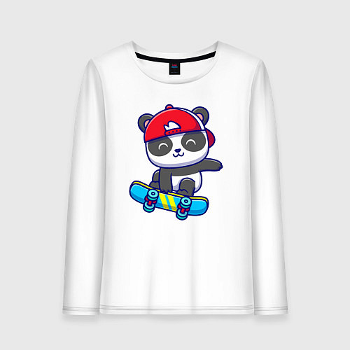 Женский лонгслив Panda skater / Белый – фото 1