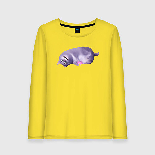 Женский лонгслив Тайна домашних животных - кошка Хлоя / Желтый – фото 1