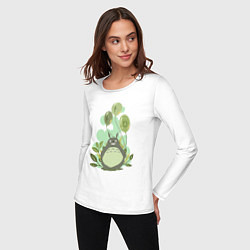 Лонгслив хлопковый женский Green Totoro, цвет: белый — фото 2