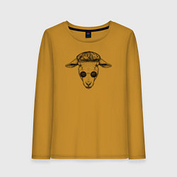 Лонгслив хлопковый женский Овечка в кепке, цвет: горчичный
