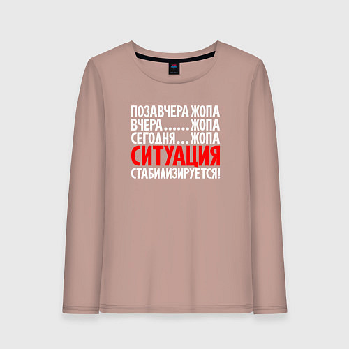 Женский лонгслив Ситуация - стабилизируется / Пыльно-розовый – фото 1