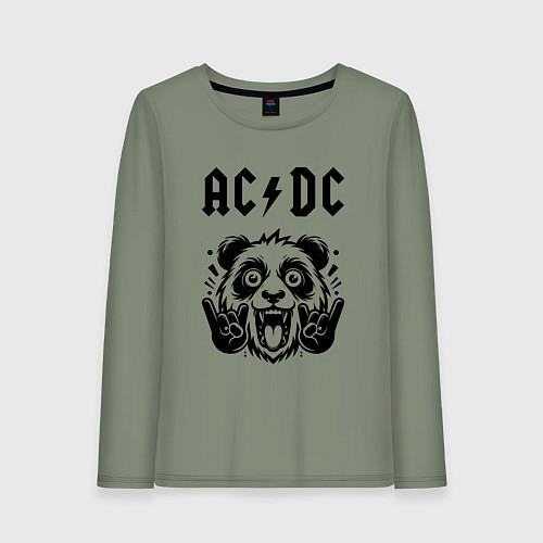 Женский лонгслив AC DC - rock panda / Авокадо – фото 1