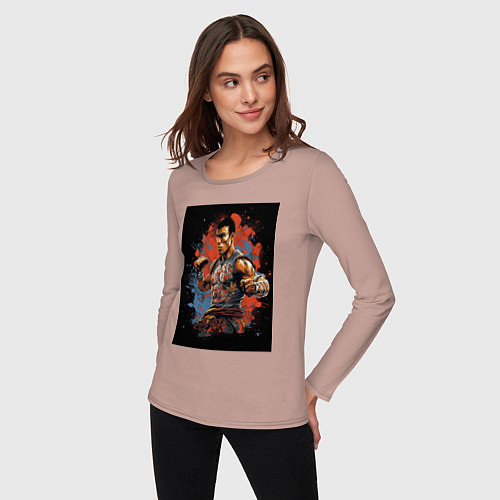 Женский лонгслив Тайский боец / Пыльно-розовый – фото 3