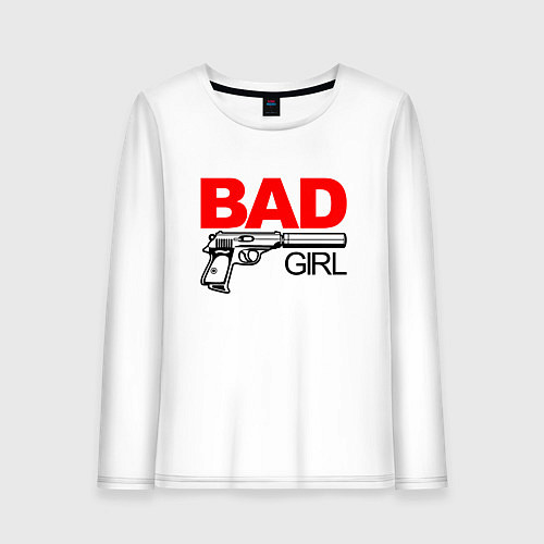 Женский лонгслив Bad girl with gun / Белый – фото 1