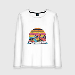 Лонгслив хлопковый женский Яркие кеды, цвет: белый