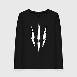 Лонгслив хлопковый женский Белый логотип дикой охоты из игры Ведьмак 3, цвет: черный