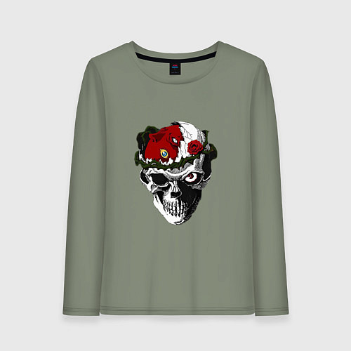 Женский лонгслив Берсерк череп / Авокадо – фото 1