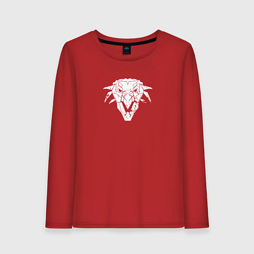 Женский лонгслив Знак школы грифона с потертостями - Ведьмак 3 / Красный – фото 1