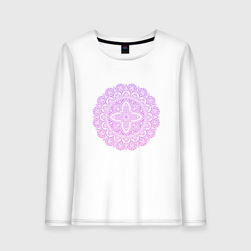 Женский лонгслив Сиренево-розовая мандала / Белый – фото 1