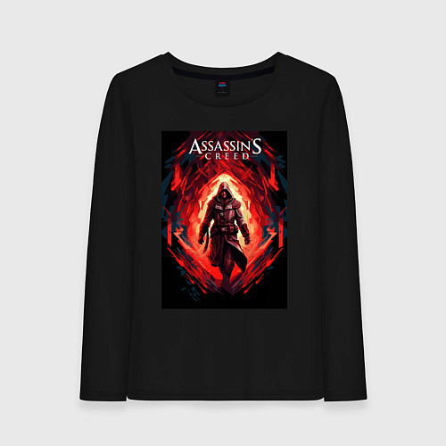 Женский лонгслив Assassins creed свозь пламя / Черный – фото 1