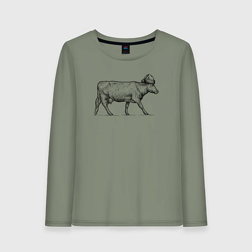 Женский лонгслив Корова новогодняя / Авокадо – фото 1