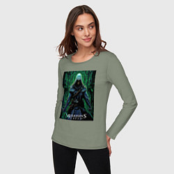 Лонгслив хлопковый женский Assassins creed стиль матрицы, цвет: авокадо — фото 2