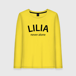 Лонгслив хлопковый женский Lilia never alone - motto, цвет: желтый