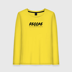 Лонгслив хлопковый женский Reggae music in black white, цвет: желтый