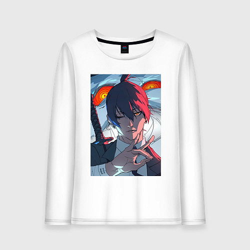 Женский лонгслив Человек-бензопила Аки Хаякава / Белый – фото 1