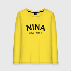 Лонгслив хлопковый женский Nina never alone - motto, цвет: желтый