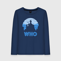 Лонгслив хлопковый женский Who, цвет: тёмно-синий