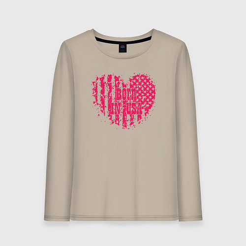 Женский лонгслив Родился в США / Миндальный – фото 1