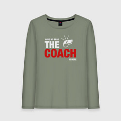 Лонгслив хлопковый женский Не бойся тренер здесь, цвет: авокадо