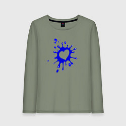 Лонгслив хлопковый женский Сердце из кляксы, цвет: авокадо