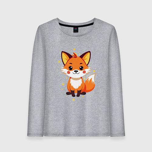Женский лонгслив Милая лисичка со звездочками / Меланж – фото 1