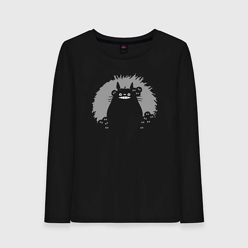 Женский лонгслив Smiling Totoro / Черный – фото 1