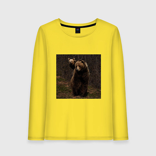 Женский лонгслив Медведи гуляют по лесу / Желтый – фото 1
