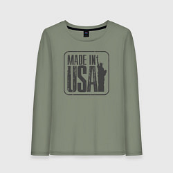 Лонгслив хлопковый женский Сделано в США, цвет: авокадо