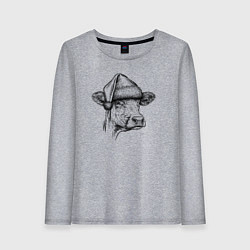 Женский лонгслив Новогодняя Буренка