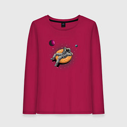 Женский лонгслив Космонавт на пончике