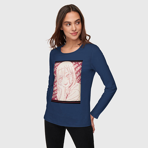 Женский лонгслив Эта фарфоровая кукла влюбилась / Тёмно-синий – фото 3