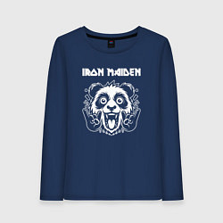 Лонгслив хлопковый женский Iron Maiden rock panda, цвет: тёмно-синий