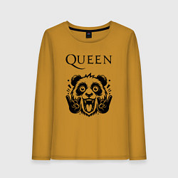 Лонгслив хлопковый женский Queen - rock panda, цвет: горчичный
