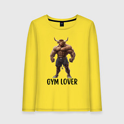 Женский лонгслив Фитнес тренер бык - любовь к тренажерам