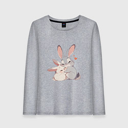 Лонгслив хлопковый женский Зайки обнимайки, цвет: меланж