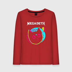 Лонгслив хлопковый женский Megadeth rock star cat, цвет: красный