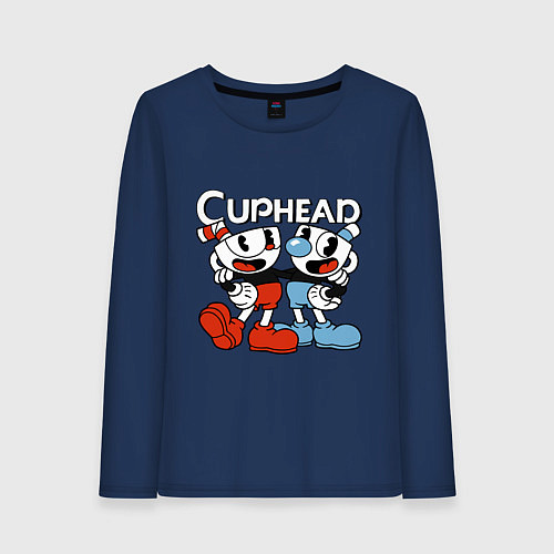 Женский лонгслив Cuphead and Mugman / Тёмно-синий – фото 1