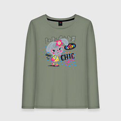 Лонгслив хлопковый женский Fashion chic girls, цвет: авокадо