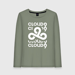 Лонгслив хлопковый женский Cloud9 - in logo, цвет: авокадо