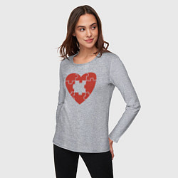 Лонгслив хлопковый женский Puzzle heart, цвет: меланж — фото 2