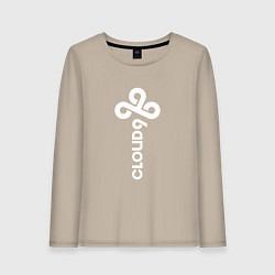 Лонгслив хлопковый женский Cloud9 - vertical logo, цвет: миндальный