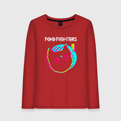 Женский лонгслив Foo Fighters rock star cat / Красный – фото 1