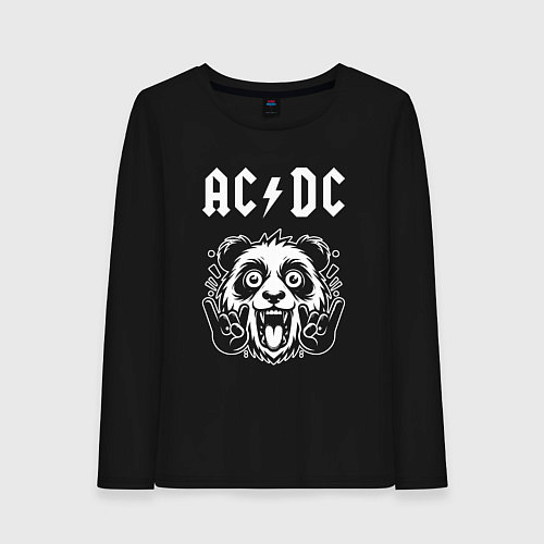 Женский лонгслив AC DC rock panda / Черный – фото 1