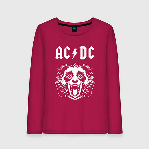 Женский лонгслив AC DC rock panda / Маджента – фото 1