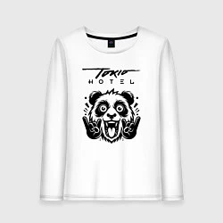 Лонгслив хлопковый женский Tokio Hotel - rock panda, цвет: белый