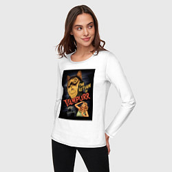 Лонгслив хлопковый женский Кот возвращение вампира, цвет: белый — фото 2